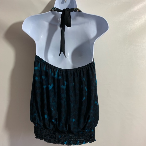 Rampage black turquoise halter top size Small - Picture 5 of 7